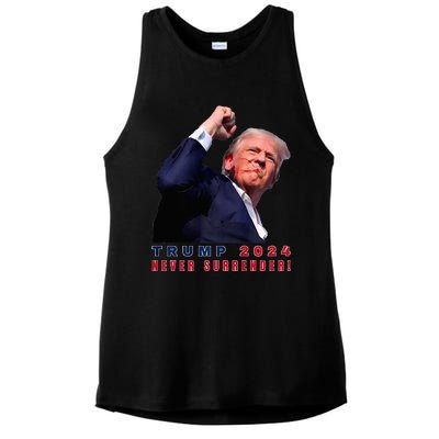 Trump Assassinated Injured In Pennsylvania July 13 2024 Ladies PosiCharge Tri-Blend Wicking Tank