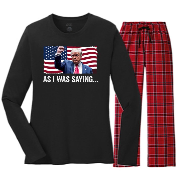 Trump As I Was Saying Trump His Speech Trump Vance Vintage Women's Long Sleeve Flannel Pajama Set 