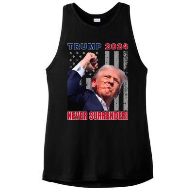 Trump Assassinated Injured In Pennsylvania July 13 2024 Ladies PosiCharge Tri-Blend Wicking Tank