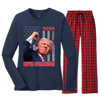 Trump Assassinated Injured In Pennsylvania July 13 2024 Women's Long Sleeve Flannel Pajama Set 