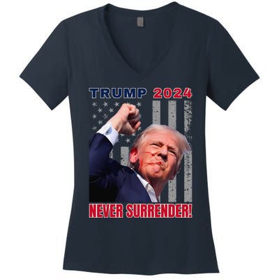 Trump Assassinated Injured In Pennsylvania July 13 2024 Women's V-Neck T-Shirt