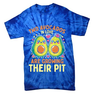 Two Avocados In Love Are Growing Avocado Pregnancy Gift Tie-Dye T-Shirt