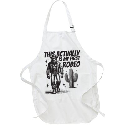 This Actually Is My First Rodeo Funny Bigfoot Cowboy Western Apron