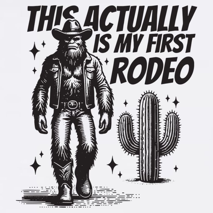 This Actually Is My First Rodeo Funny Bigfoot Cowboy Western 11oz C Handle Ceramic Mug
