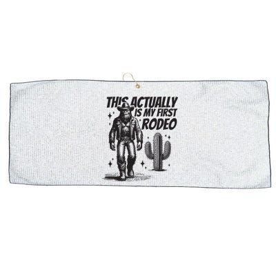 This Actually Is My First Rodeo Funny Bigfoot Cowboy Western Large Microfiber Waffle Golf Towel