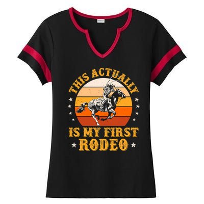 That Actually Is My First Rodeo Vintage Retro Country Life Cowboy Ladies Halftime Notch Neck Tee