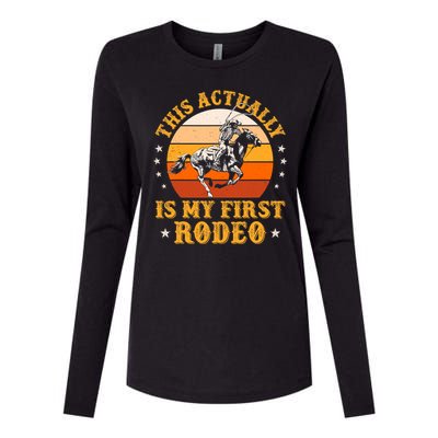 That Actually Is My First Rodeo Vintage Retro Country Life Cowboy Womens Cotton Relaxed Long Sleeve T-Shirt