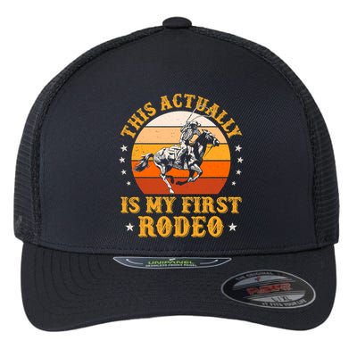 That Actually Is My First Rodeo Vintage Retro Country Life Cowboy Flexfit Unipanel Trucker Cap