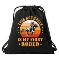 That Actually Is My First Rodeo Vintage Retro Country Life Cowboy Drawstring Bag