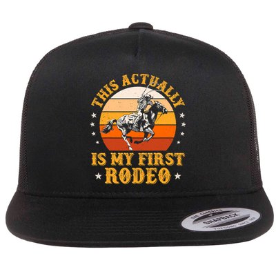 That Actually Is My First Rodeo Vintage Retro Country Life Cowboy Flat Bill Trucker Hat