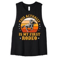 That Actually Is My First Rodeo Vintage Retro Country Life Cowboy Women's Racerback Cropped Tank