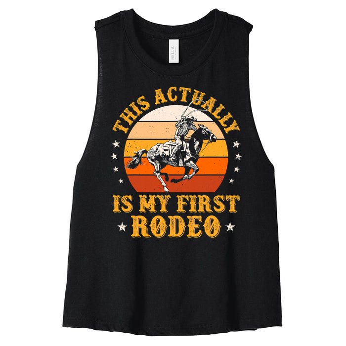 That Actually Is My First Rodeo Vintage Retro Country Life Cowboy Women's Racerback Cropped Tank