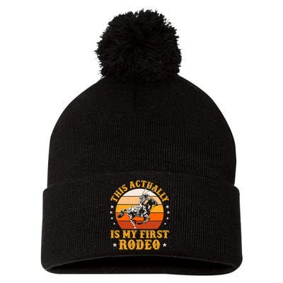 That Actually Is My First Rodeo Vintage Retro Country Life Cowboy Pom Pom 12in Knit Beanie