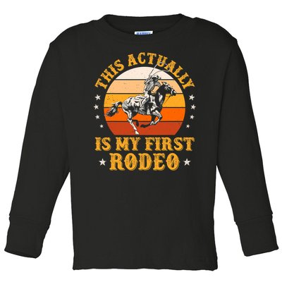 That Actually Is My First Rodeo Vintage Retro Country Life Cowboy Toddler Long Sleeve Shirt