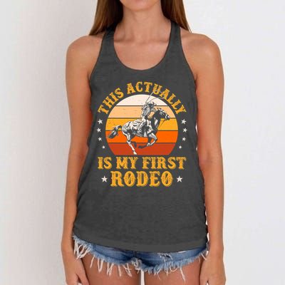 That Actually Is My First Rodeo Vintage Retro Country Life Cowboy Women's Knotted Racerback Tank