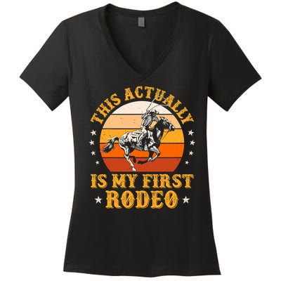 That Actually Is My First Rodeo Vintage Retro Country Life Cowboy Women's V-Neck T-Shirt