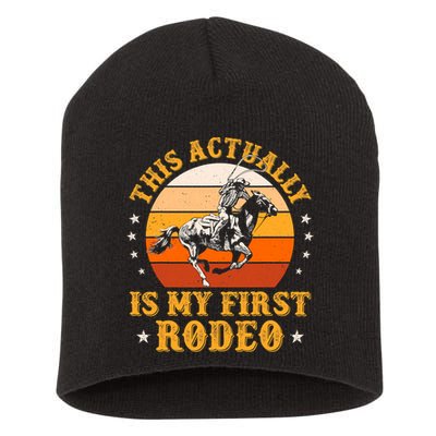 That Actually Is My First Rodeo Vintage Retro Country Life Cowboy Short Acrylic Beanie