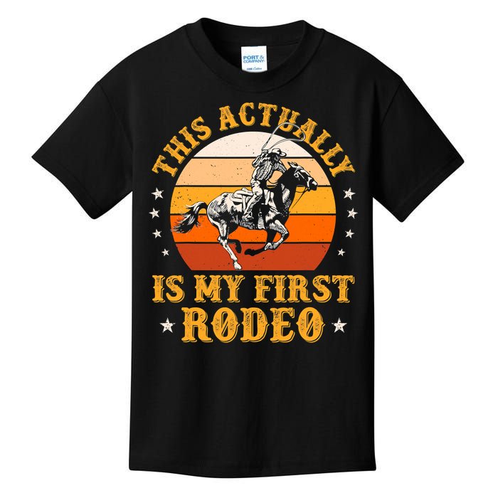 That Actually Is My First Rodeo Vintage Retro Country Life Cowboy Kids T-Shirt