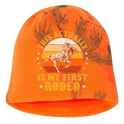 That Actually Is My First Rodeo Vintage Retro Country Life Cowboy Kati - Camo Knit Beanie