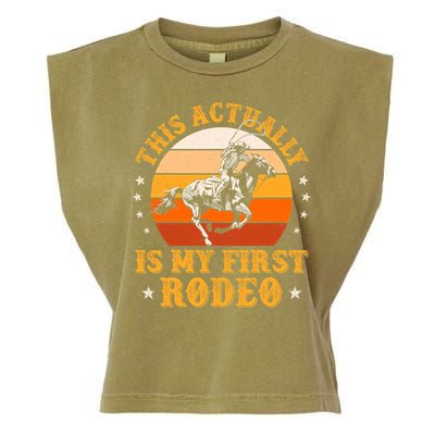 That Actually Is My First Rodeo Vintage Retro Country Life Cowboy Garment-Dyed Women's Muscle Tee