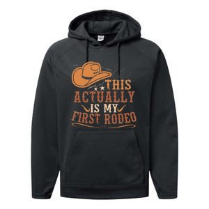 This Actually Is My First Rodeo Cowgirl Bronco Bucking Performance Fleece Hoodie