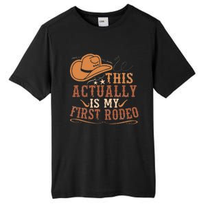 This Actually Is My First Rodeo Cowgirl Bronco Bucking Tall Fusion ChromaSoft Performance T-Shirt