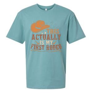 This Actually Is My First Rodeo Cowgirl Bronco Bucking Sueded Cloud Jersey T-Shirt