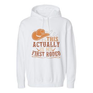 This Actually Is My First Rodeo Cowgirl Bronco Bucking Garment-Dyed Fleece Hoodie