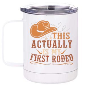 This Actually Is My First Rodeo Cowgirl Bronco Bucking 12 oz Stainless Steel Tumbler Cup