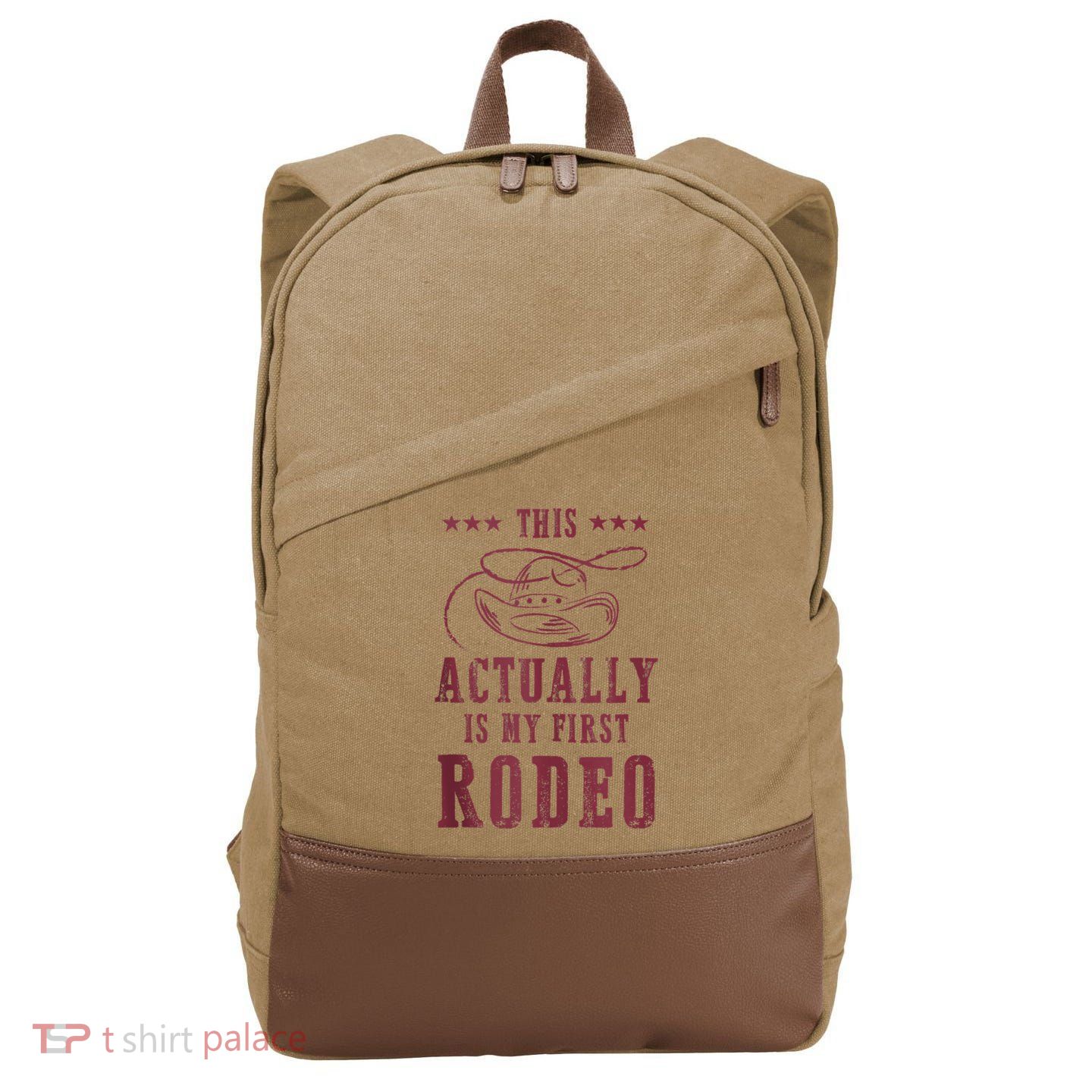 This Actually Is My First Rodeo Cowboy Cotton Canvas Backpack