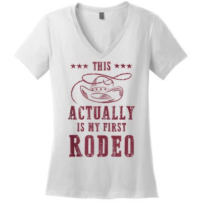 This Actually Is My First Rodeo Cowboy Women's V-Neck T-Shirt