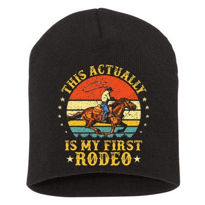 This Actually Is My First Rodeo Country Life Howdy Vintage Short Acrylic Beanie