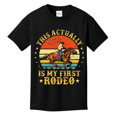 This Actually Is My First Rodeo Country Life Howdy Vintage Kids T-Shirt