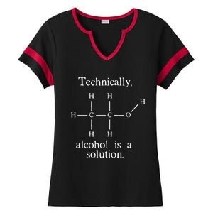 Technically Alcohol is a Solution Funny Nerd Beer Chemistry Ladies Halftime Notch Neck Tee