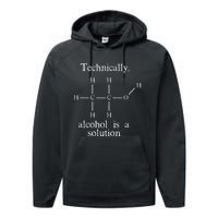 Technically Alcohol is a Solution Funny Nerd Beer Chemistry Performance Fleece Hoodie