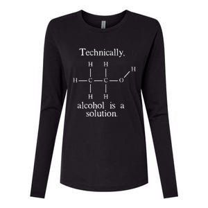 Technically Alcohol is a Solution Funny Nerd Beer Chemistry Womens Cotton Relaxed Long Sleeve T-Shirt