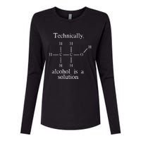 Technically Alcohol is a Solution Funny Nerd Beer Chemistry Womens Cotton Relaxed Long Sleeve T-Shirt