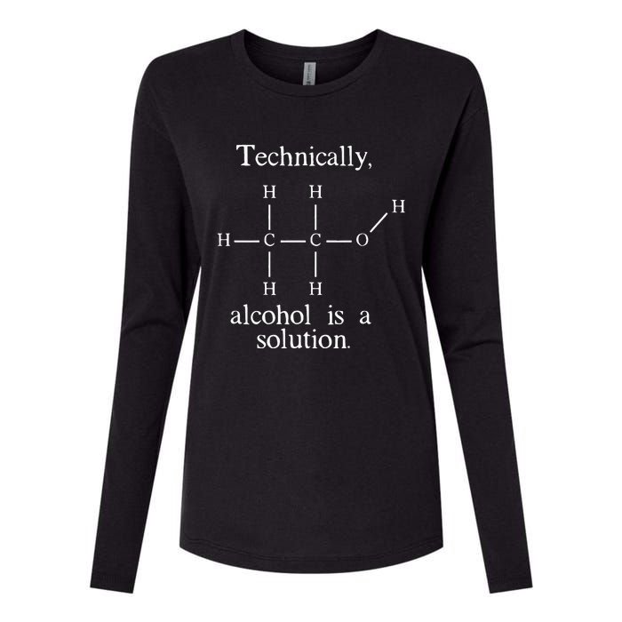 Technically Alcohol is a Solution Funny Nerd Beer Chemistry Womens Cotton Relaxed Long Sleeve T-Shirt