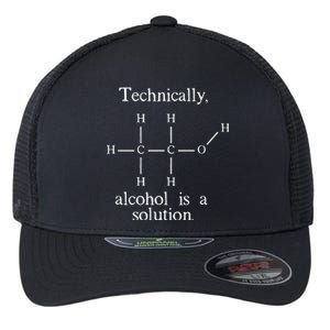 Technically Alcohol is a Solution Funny Nerd Beer Chemistry Flexfit Unipanel Trucker Cap