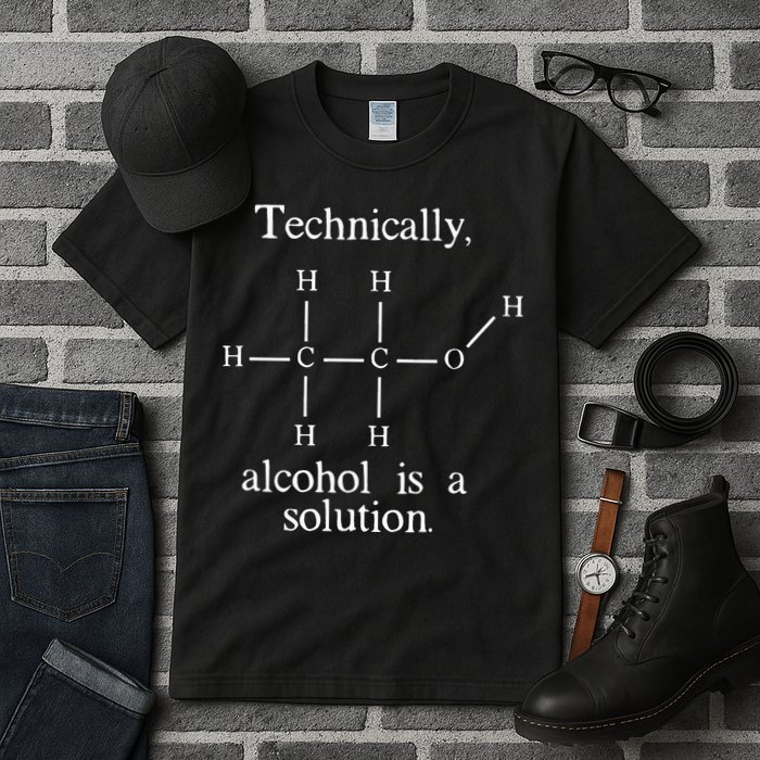 Technically Alcohol is a Solution Funny Nerd Beer Chemistry Tall T-Shirt