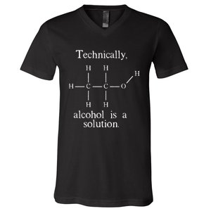 Technically Alcohol is a Solution Funny Nerd Beer Chemistry V-Neck T-Shirt