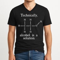 Technically Alcohol is a Solution Funny Nerd Beer Chemistry V-Neck T-Shirt
