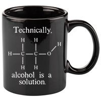 Technically Alcohol is a Solution Funny Nerd Beer Chemistry 11oz C Handle Ceramic Mug