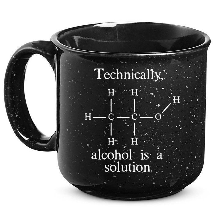 Technically Alcohol is a Solution Funny Nerd Beer Chemistry 15oz Campfire Ceramic Mug