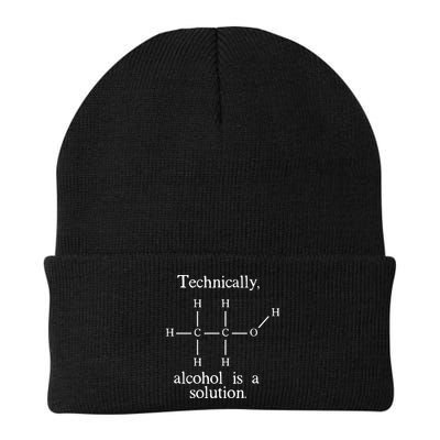 Technically Alcohol is a Solution Funny Nerd Beer Chemistry Knit Cap Winter Beanie