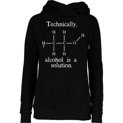 Technically Alcohol is a Solution Funny Nerd Beer Chemistry Womens Funnel Neck Pullover Hood