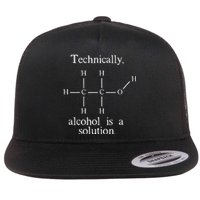 Technically Alcohol is a Solution Funny Nerd Beer Chemistry Flat Bill Trucker Hat