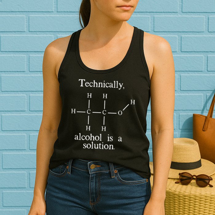Technically Alcohol is a Solution Funny Nerd Beer Chemistry Womens Tank Top