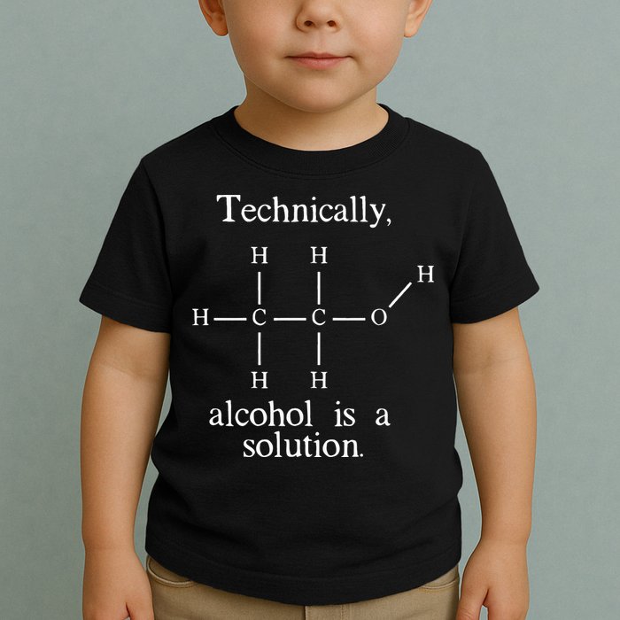Technically Alcohol is a Solution Funny Nerd Beer Chemistry Toddler T-Shirt