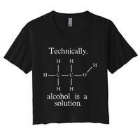 Technically Alcohol is a Solution Funny Nerd Beer Chemistry Women's Crop Top Tee